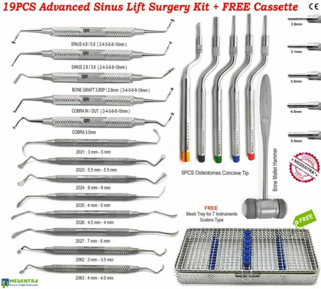 19er Sinus Aufzüge Zahnimplantat Sinuslift-Osteotome Periostale Elevatoren Labor