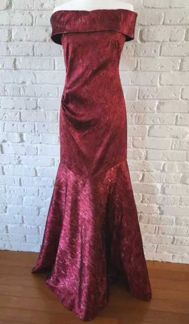 Theia Gown  , Sz 4, Wine Red, Jacquard, Off Shoulder, Mermaid / Trumpet 3