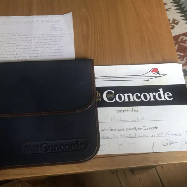 Concorde Memorabilia Large Wallet Certificate & Letters RFC Veterans & Passenger