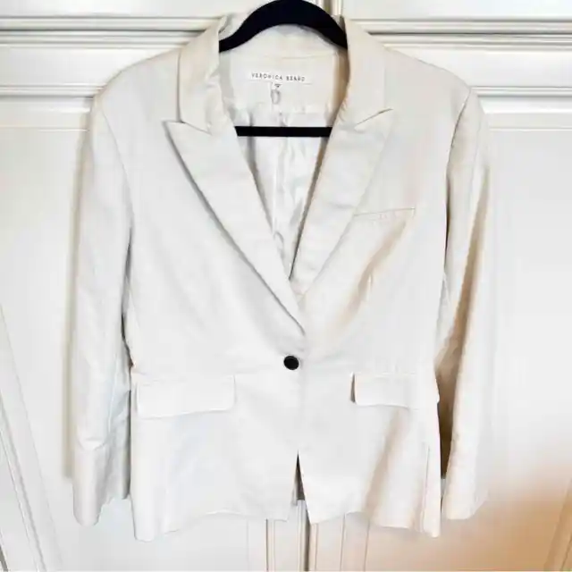 Veronica Beard Womens Ivory Suit Coat Blazer Classic Style Preppy Jacket Size 10
