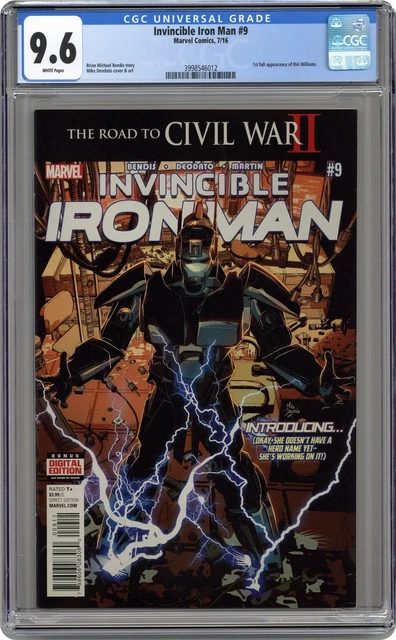 Invincible Iron Man #9A Deodato CGC 9.6 2016 3998546012 1st Riri Williams