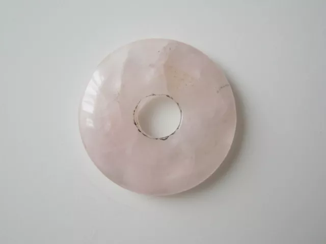 Quartz Rose Pendentif Donut Vitre Rond 6,9 G / Ø 3,0 CM 0,8 CM 2