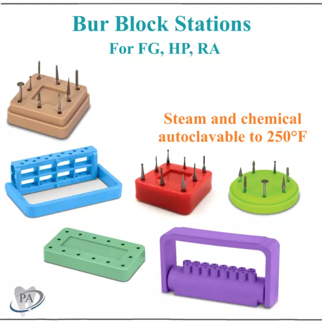 Dental Bur Block Magnetic Lab Holder Station Holds 28 Burs, 7/8 Burs,  FG, HP RA