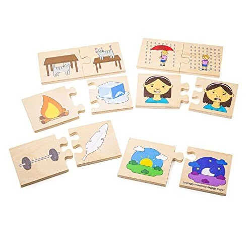 Bigjigs Toys, Opposites Puzzle, Wooden Toys, Jigsaw Puzzle, Wooden Puzzle, Puzzl