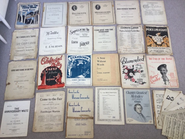 JOB LOT BUNDLE Genuine Antique And Vintage Sheet Music And Song Sheets TATTY
