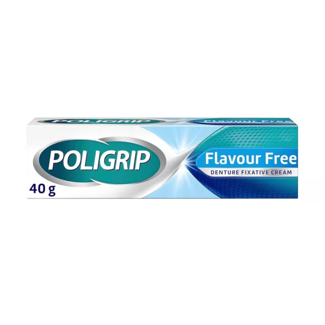 Poligrip Denture Adhesive Fixative Cream, Adhesive Flavour Free for strong all-