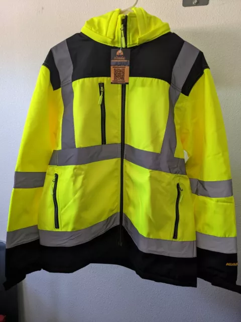 KwikSafety Medium High Visibility Class 3 Reflective Safety Jacket with Hoodie