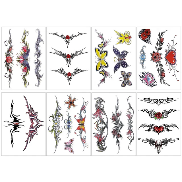 8 sábanas calcomanías corporales creativas realistas pegatinas para brazos tatuajes