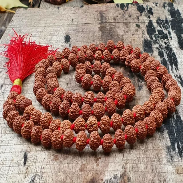 8mm Natural brown Rudraksha 108 knot beads necklace Restore Bohemia Energy