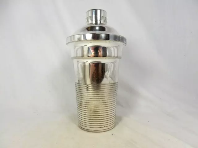 Lined GERSYL Belgium M.B.  Art Deco Design Cocktail Shaker versilbert + Punze