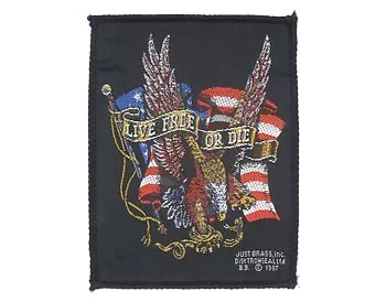 Live Free Or Die American Flag Eagle Woven Sew On Patch New Biker Motorcycle