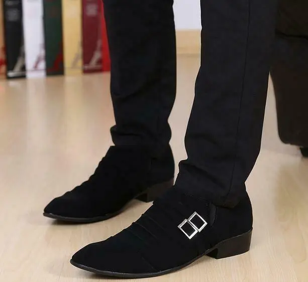 MENS OXFORD BUCKLE loafer pointy toe comfort formal casual Dress Shoes ...