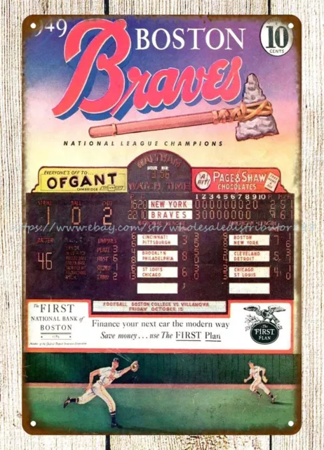 1949 baseball  -  Program Scorecard metal tin sign