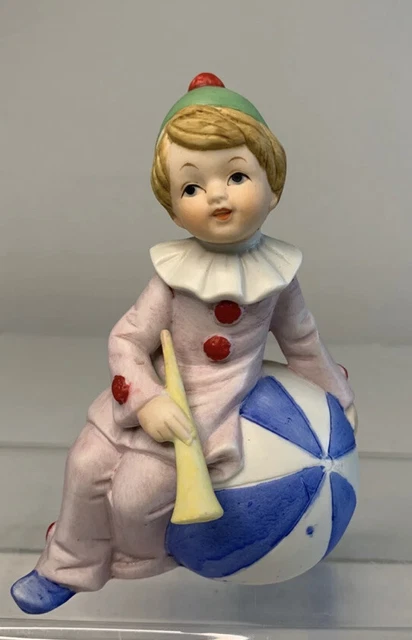 VINTAGE PORCELAIN ROYAL Crown Figurine Boy With Trumpet And Ball 6 Inch