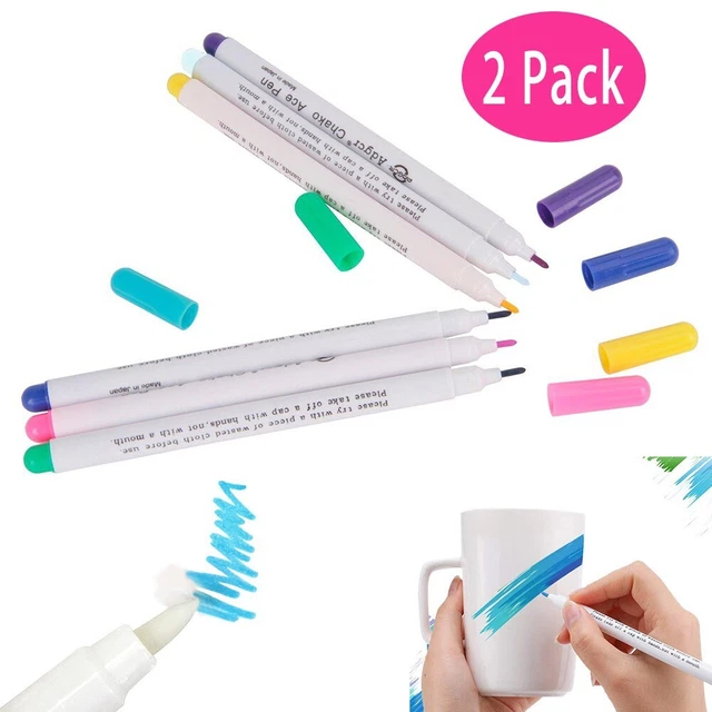 Fabric Erasable Marker Pen for Sewing and Crafts Water Soluble Ink Pack of 2
