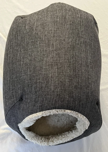 Pet Cave Bed Cat Small Dog Gray Cream Fleece Lined Cozy  House Boots & Barkley