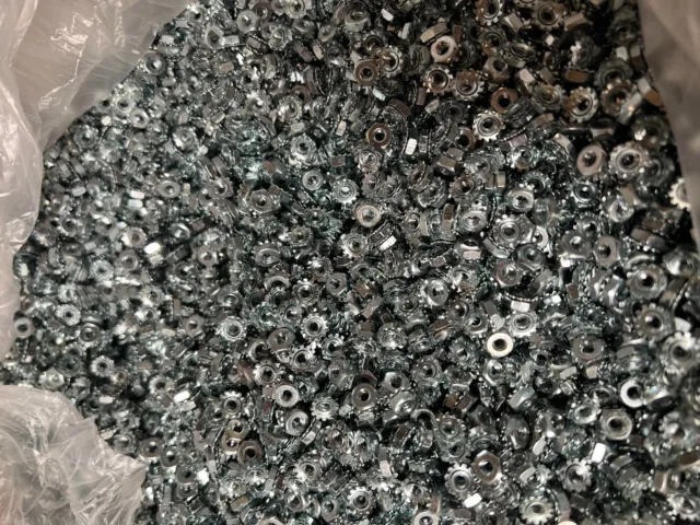 6-32 K-Lock Kep Nut External Tooth Steel Zinc Plated - 15,000