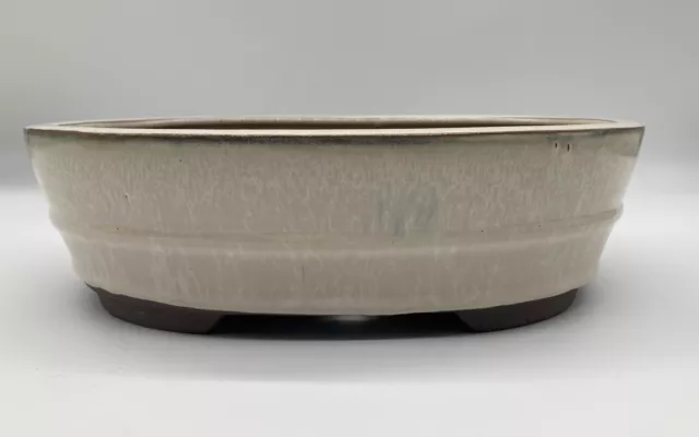 Cream Glazed Oval Bonsai Pot 26.5x20x7cm