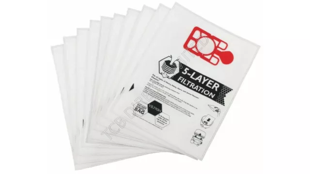 Pack 10 Numatic Henry/Hetty/Basil/James Hoover Dust Bags 5 Layer Microfibre RED