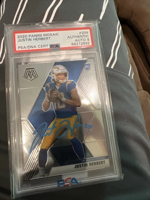 Justin Herbert Autographed Rookie 2020 Panini Mosaic PSA Authentic Auto 9