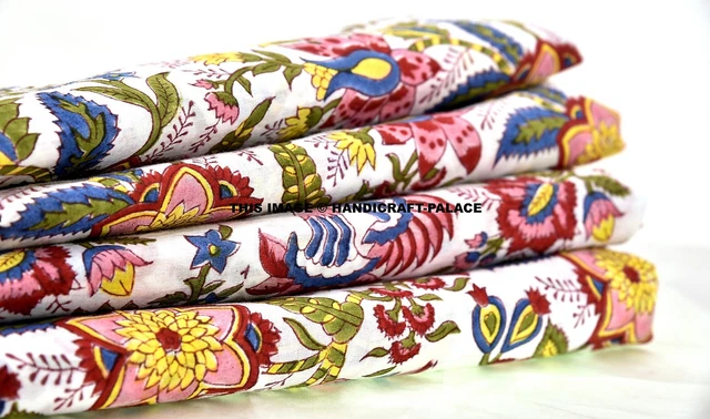 Par 1.8m Coton Voile Main Bloc Imprimé Couture Indien Tissu Matière Artisanat