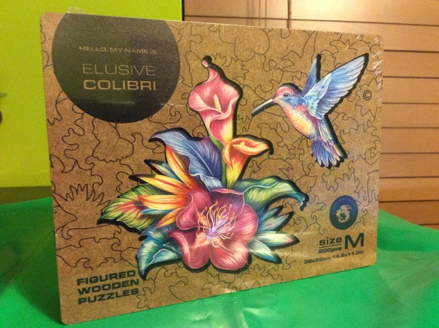 UNIDRAGON NEW Elusive Colibri Wooden Jigsaw Puzzle 200 piece M