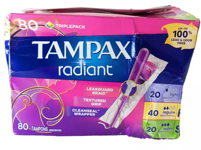 Tampax Radiant Tampons Trio Paquet,Lumière / Coupe / Super Capacité D'Absorption 2