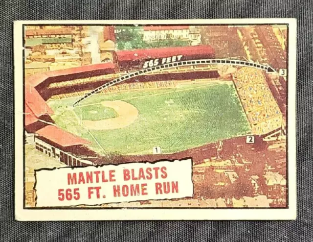1961 Topps #406 Mickey Mantle Blasts 565 ft Home Run