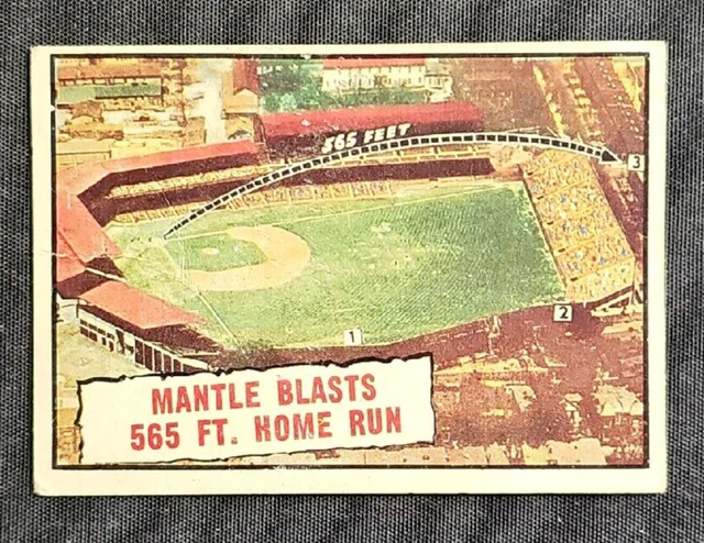 1961 Topps #406 Mickey Mantle Blasts 565 ft Home Run 1961 Topps #406 Mickey Mantle Blasts 565 ft Home Run