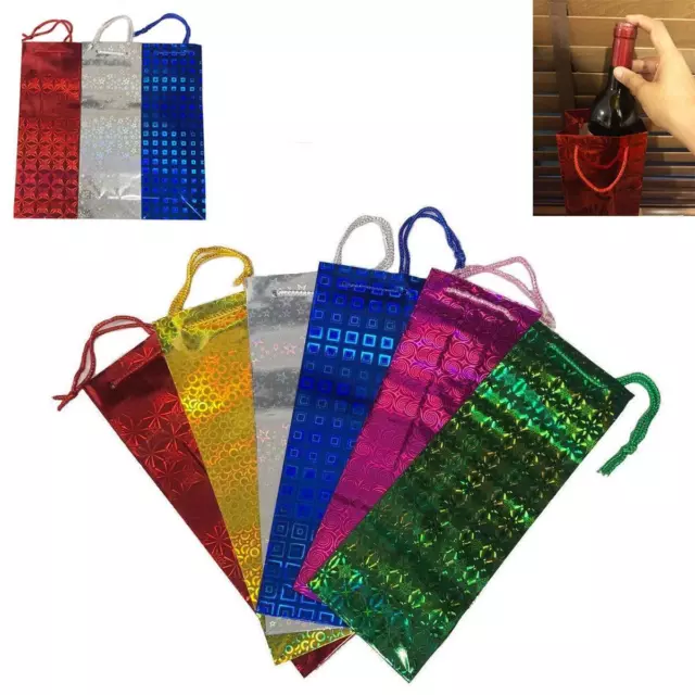 Assorted Holographic Wine Bottle Bags Gift Christmas Present Wedding Wholeasale