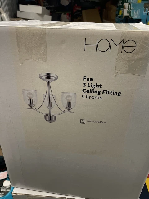 Argos Home Fae 3 Licht Glas Deckenarmatur - Chrom (Box kann beschädigt werden) 3