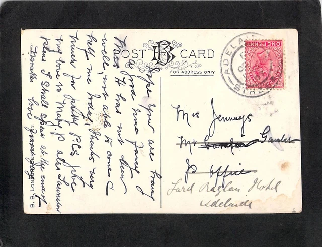 C4743 UK Arundel Castle pu1907 to Adelaide Australia vintage postcard 2
