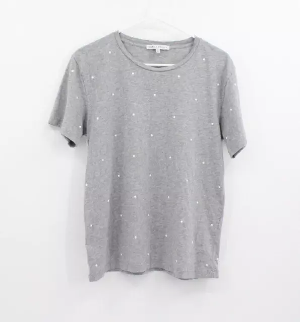 Rebecca Minkoff Pearl Beaded Top Womens M Gray T-Shirt Top