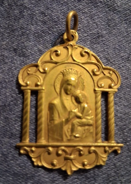 ANCIENNE MÉDAILLE RELIGIEUSE Argent Vierge A L'enfant Jesus Christ EUR