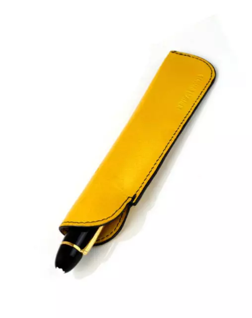 Étui pour stylo plume Jumbo en pur cuir jaune chrome - Marque MARK II