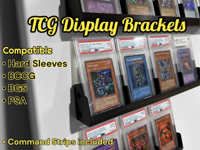 Trading Card Game TCG Displays - Desk / Wall - Fits BGS, PSA, BCCG, Hard Sleeves