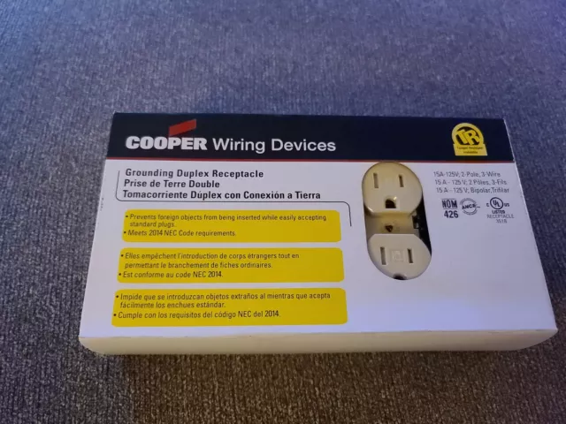 New Box 10 Cooper Tr270V Tamper Resistant 15A-125V Duplex Receptacles Ivory