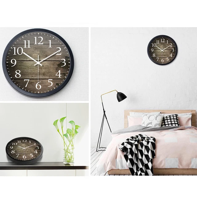 Ménage pendaison murale motif créatif en bois grande horloge murale muette 4