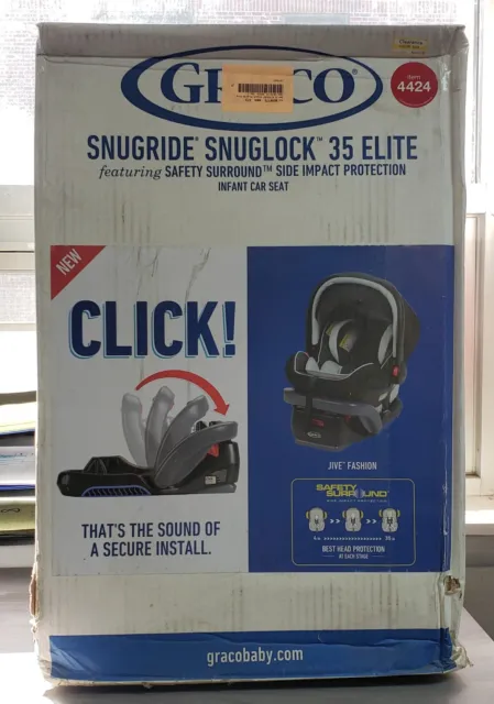 Graco Snugride Snuglock 35 Elite Infant Car Seat, Black/White *Distressed Pkg