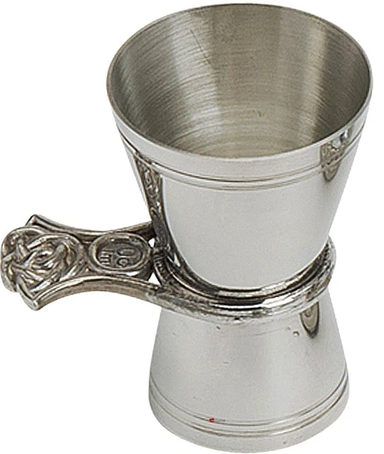 Zinn Doppelstab Spirit Messgerät 50 und 25 ml keltisches Design Griff