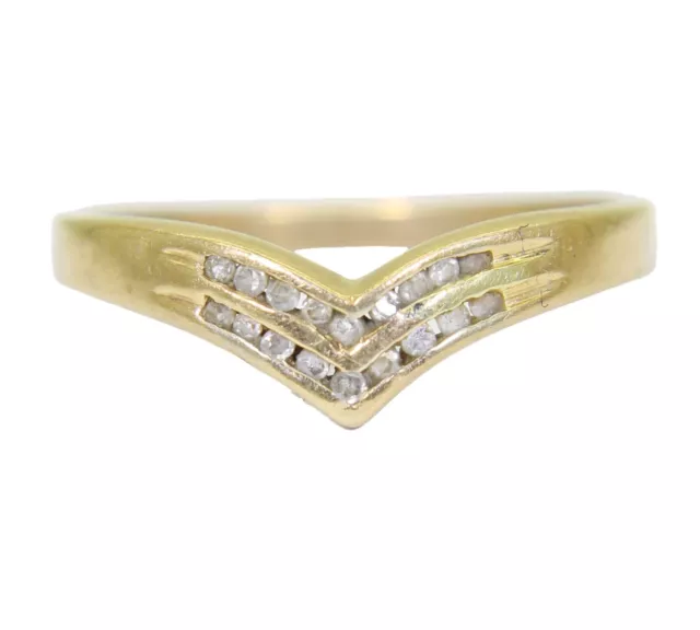 Pretty 0.10ct Diamond Double Wishbone 9ct Yellow Gold Ring size M ~ 6 1/4