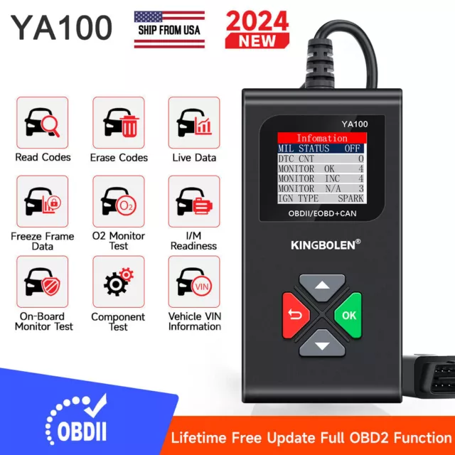 YA100 OBD Code Reader Auto OBD2 Scanner Car Diagnostic Tool Check Engine Fault