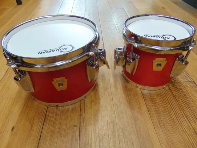Pair Ludwig Classic Maple Concert Toms 8x5.5 & 6x5.5  Coral