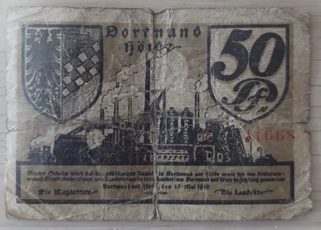 Notgeld 50 Pfennig der Stadt Dortmund von 1919