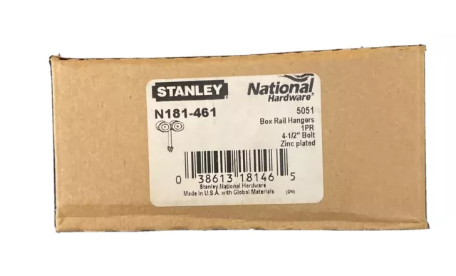 Stanley National Door Hardware N181-461 1 Pair Box Rail Hangers 5051 4.5” Bolt