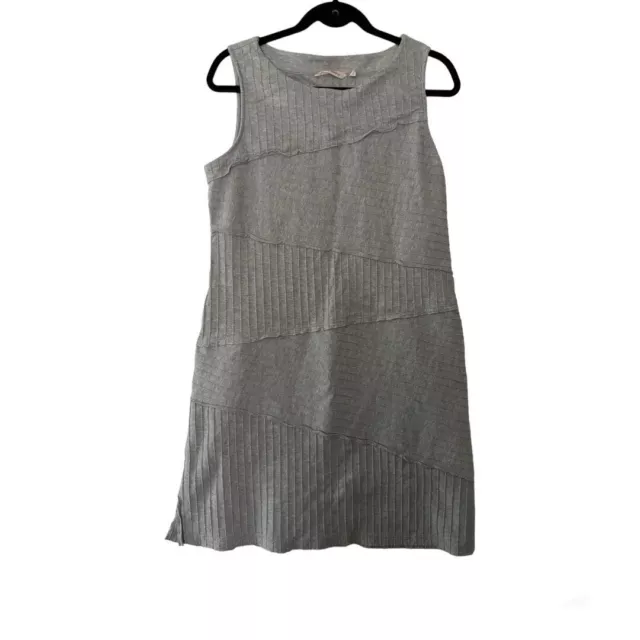 Soft Surroundings SZ Medium Gray Tiered Sleeveless Dress Lettuce Hem Accents