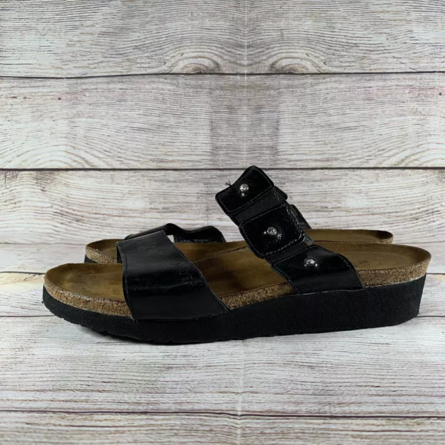 Naot Ashley Sandal Womens EUR Size 38 US 7 Black Slide Wedge Cork Israel