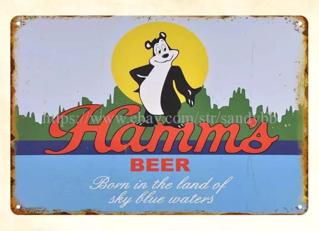 Modern Hamms Beer man cave diner pub bar metal tin sign cafe tavern plaque
