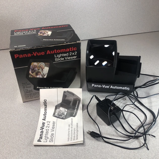 Visor de diapositivas vintage iluminado automático 2x2 con caja, adaptador, instrucciones