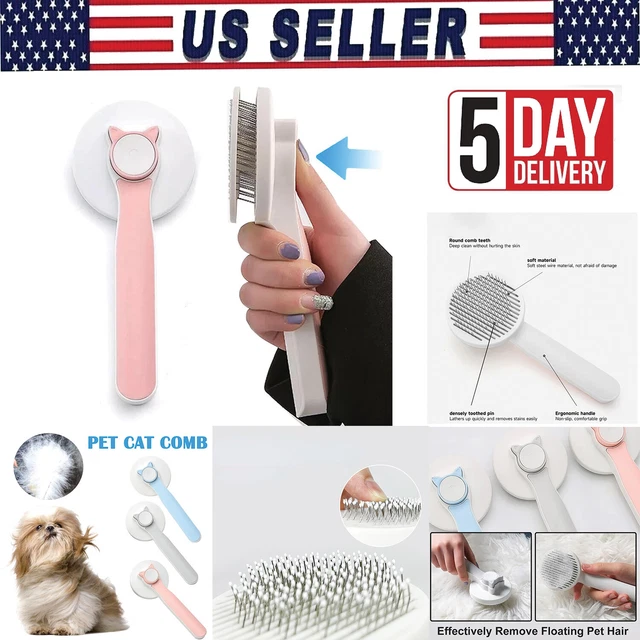 Pet Hair Remover Dog Cat Comb Grooming Massage Deshedding Self Cleaning Brush US
